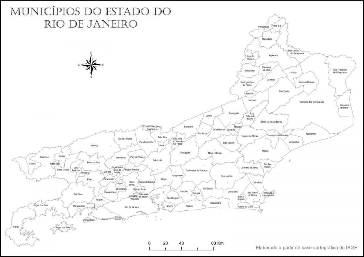 Карта Ріо-де-Жанейро чорний і білий